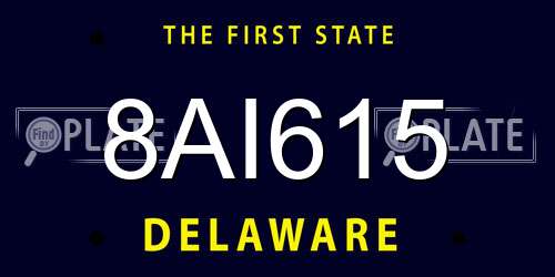 8AI615 Delaware License Plate