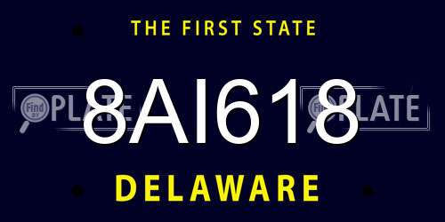8AI618 Delaware License Plate