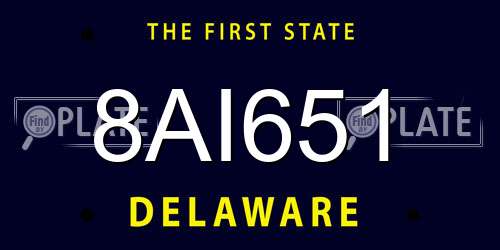 8AI651 Delaware License Plate
