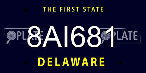 8AI681 Delaware License Plate