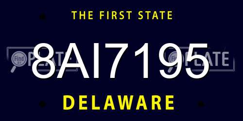 8AI7195 Delaware License Plate