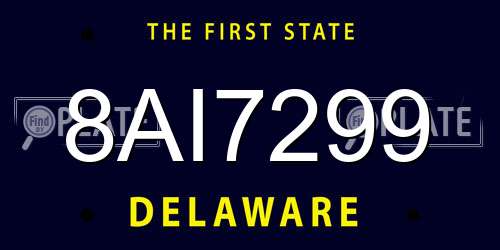 8AI7299 Delaware License Plate
