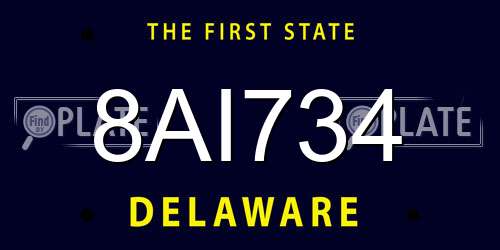 8AI734 Delaware License Plate