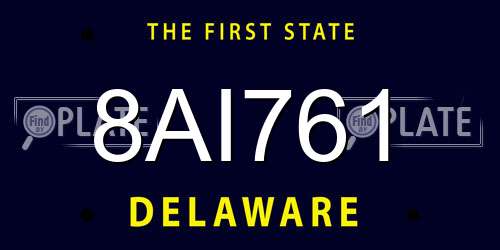 8AI761 Delaware License Plate