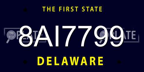 8AI7799 Delaware License Plate