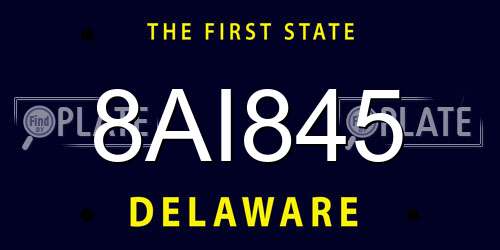 8AI845 Delaware License Plate