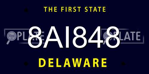 8AI848 Delaware License Plate
