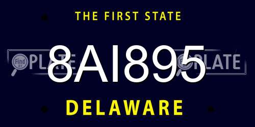 8AI895 Delaware License Plate