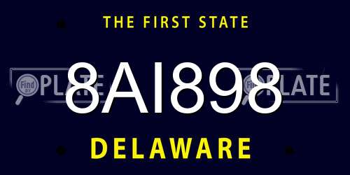8AI898 Delaware License Plate
