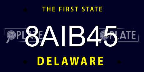 8AIB45 Delaware License Plate