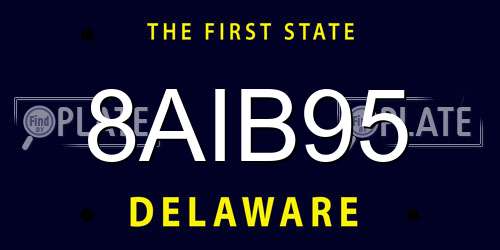 8AIB95 Delaware License Plate