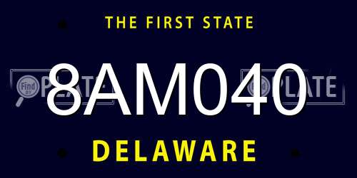 8AM040 Delaware License Plate