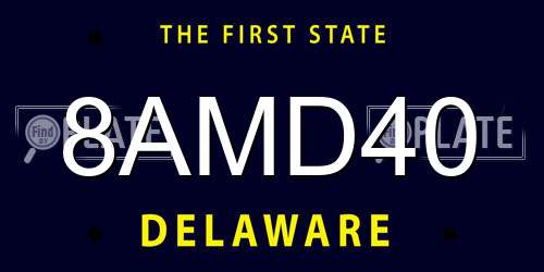8AMD40 Delaware License Plate