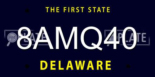 8AMQ40 Delaware License Plate