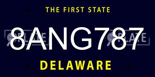 8ANG787 Delaware License Plate