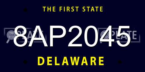 8AP2045 Delaware License Plate