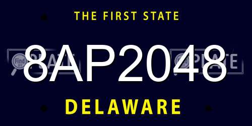 8AP2048 Delaware License Plate