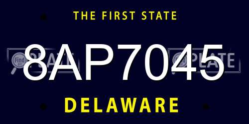 8AP7045 Delaware License Plate
