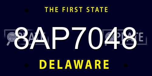 8AP7048 Delaware License Plate