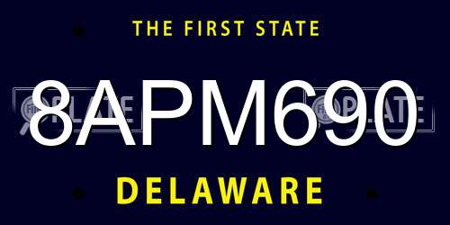 8APM690 Delaware License Plate
