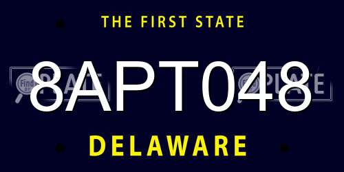 8APT048 Delaware License Plate