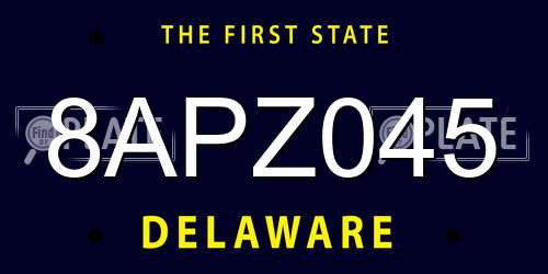 8APZ045 Delaware License Plate