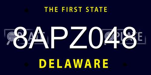 8APZ048 Delaware License Plate
