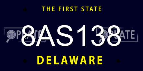8AS138 Delaware License Plate