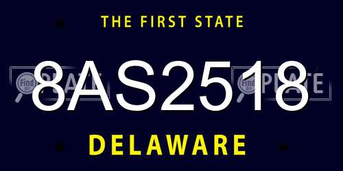 8AS2518 Delaware License Plate