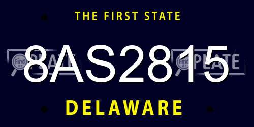 8AS2815 Delaware License Plate