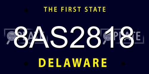 8AS2818 Delaware License Plate
