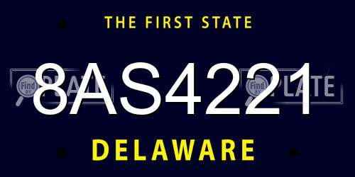 8AS4221 Delaware License Plate
