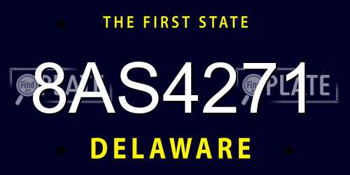 8AS4271 Delaware License Plate