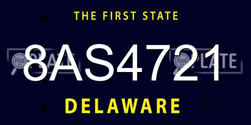8AS4721 Delaware License Plate