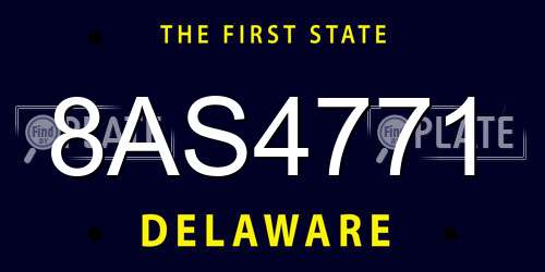 8AS4771 Delaware License Plate