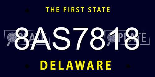 8AS7818 Delaware License Plate