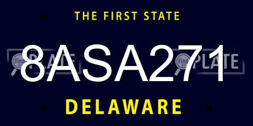 8ASA271 Delaware License Plate