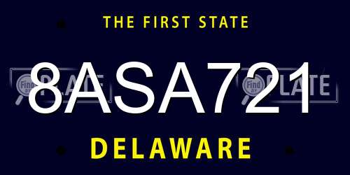 8ASA721 Delaware License Plate