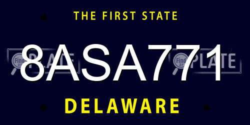 8ASA771 Delaware License Plate