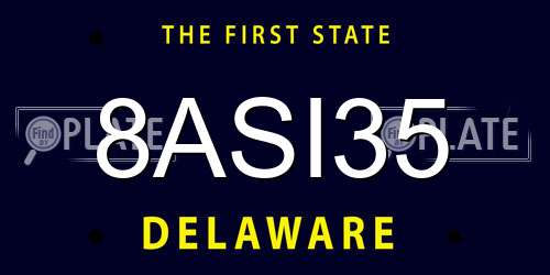 8ASI35 Delaware License Plate
