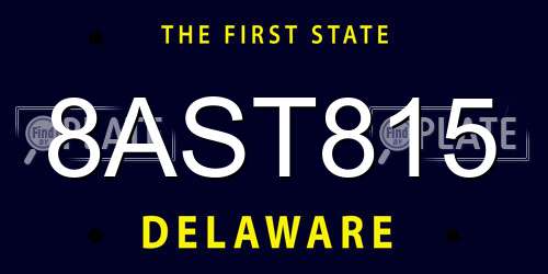 8AST815 Delaware License Plate