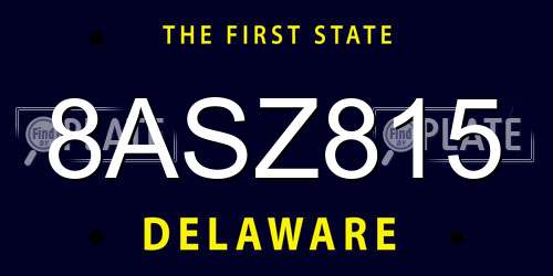 8ASZ815 Delaware License Plate