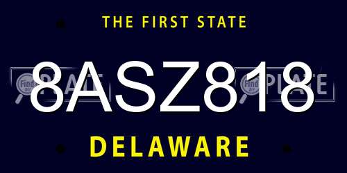 8ASZ818 Delaware License Plate