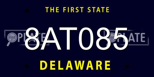 8AT085 Delaware License Plate