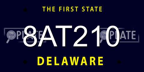 8AT210 Delaware License Plate