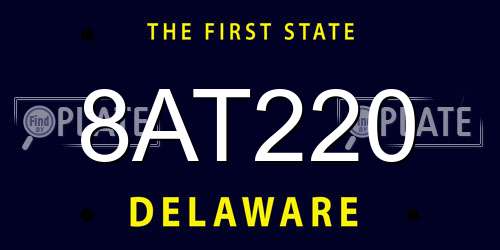 8AT220 Delaware License Plate