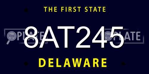 8AT245 Delaware License Plate