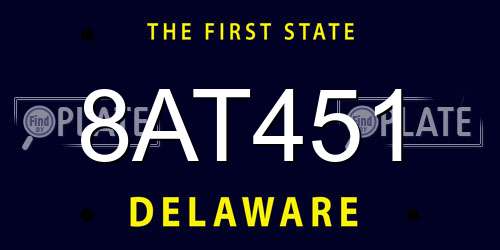 8AT451 Delaware License Plate