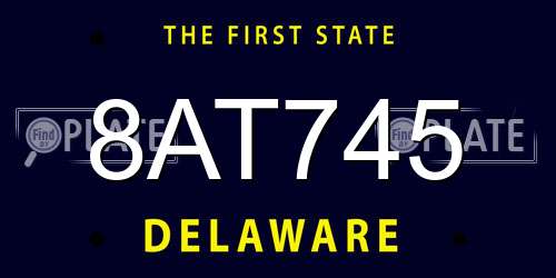 8AT745 Delaware License Plate