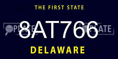8AT766 Delaware License Plate